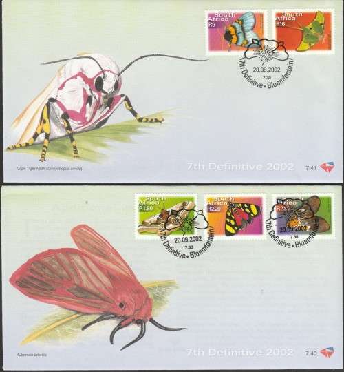 RSA 2001/2002 7TH DEF ADDITIONAL VALUE BUTTERFLY FDCS (7.16, 7.17, 7.40 & 7.41). AS NEW.
