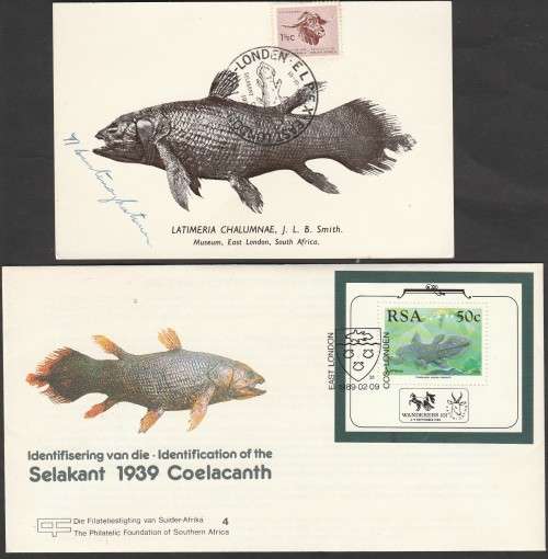 RSA COELACANTH SIGNED POST CARD BY MARJORIE COURTENAY-LATIMER PLUS COVER NO 4. NICE LOT.