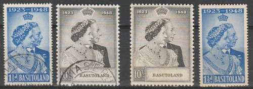 BASUTOLAND 1948 ROYAL SILVER WEDDING SET M/MINT and USED. SACC 36-37. SACC +- R1800.