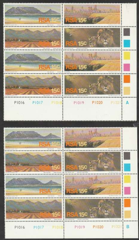 RSA 1975 TOURISM IN SA SETENANT A AND B CONTROL BLOCKS, PART SHEET. AS PER SCANS. GOOD VALUE.