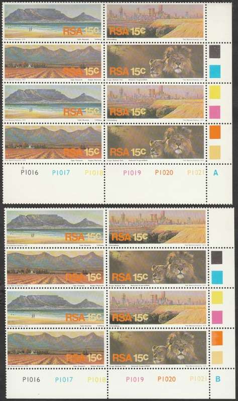 RSA 1975 TOURISM IN SA SETENANT A AND B CONTROL BLOCKS, PART SHEET. AS PER SCANS. GOOD VALUE.