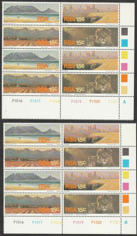 RSA 1975 TOURISM IN SA SETENANT A AND B CONTROL BLOCKS, PART SHEET. AS PER SCANS. GOOD VALUE.
