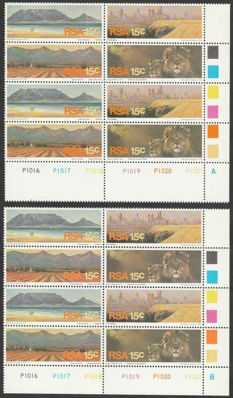 RSA 1975 TOURISM IN SA SETENANT A AND B CONTROL BLOCKS, PART SHEET. AS PER SCANS. GOOD VALUE.