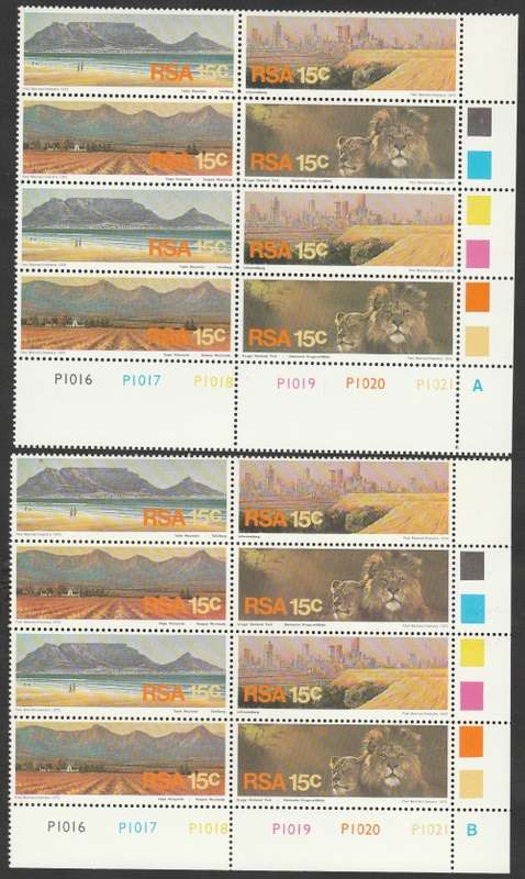 RSA 1975 TOURISM IN SA SETENANT A AND B CONTROL BLOCKS, PART SHEET. AS PER SCANS. GOOD VALUE.