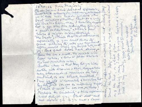 UNION 1952 AIR LETTER ADDRESSED TO `HER MOST PRECIOUS MAJESTY` QEII. NICE CACHET, SLOGAN ETC. NICE.