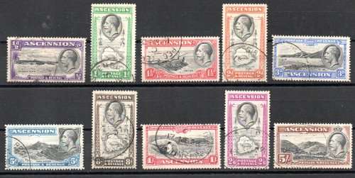 ASCENSION 1934 USED SET OF (X10) SG21-30. CAT VALUE GBP 120. GREAT ITEMS.
