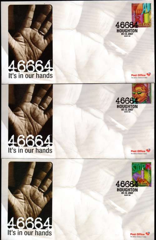 RSA MANDELA 46664 HOUGHTON 01.12.2007 SET OF (X10) COVERS. CLEAN. SCARCE.