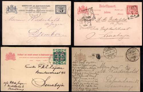 NETHERLANDS INDIES SELECTION OF USED LETTER CARDS + ODD UNUSED LETTER/POSTCARD. AS PER SCANS.
