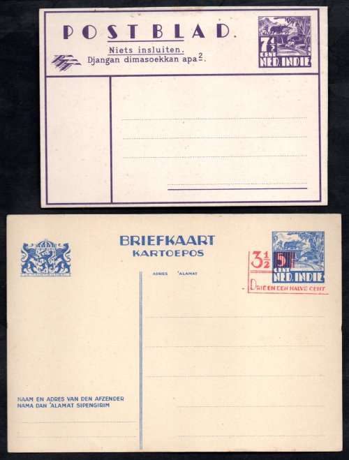 NETHERLANDS INDIES SELECTION OF USED LETTER CARDS + ODD UNUSED LETTER/POSTCARD. AS PER SCANS.
