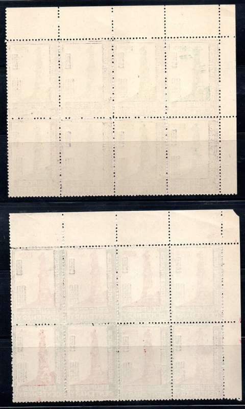 UNION 1946 BURGERSDORP CENTENARY LABELS (X2) SCARCE CORNER BLOCKS OF (X8). UMM. AS PER SCANS.