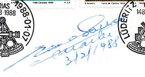 SWA/PORTUGAL 500TH ANNIV OF DIAS VOYAGE (X2) COVERS. (X1) SIGNED `CAPTAIN OF CARAVEL`. AS DESCRIBED.
