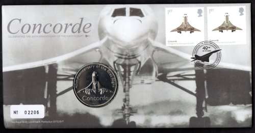GB 2009 40TH ANNIVERSARY OF FIRST CONCORDE FLIGHT MEDALLIC COIN COVER. NO 02206. AS PER SCANS.