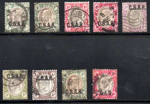 TRANSVAAL SELECTION OF USED KEVII OVPT CSAR RAILWAY OFFICIAL SINGLES. AS PER SCANS. GREAT CAT VALUE.