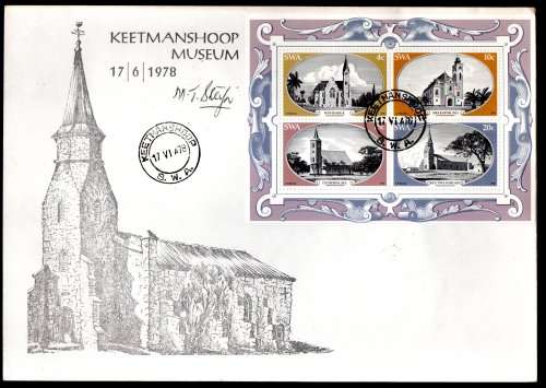 SWA 1978 (X2) KEETMANSHOOP MUSEUM COVERS SIGNED `THEUNIE STEYN ADMIN GENERAL` + (X1) DOUBLE SIGNED.