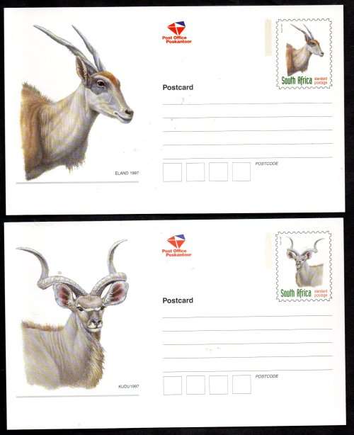 RSA 1997 (X2) SETS OF (X5) `BUCK HEADS` POSTCARDS UNUSED. AS PER SCANS. LOVELY LOT.