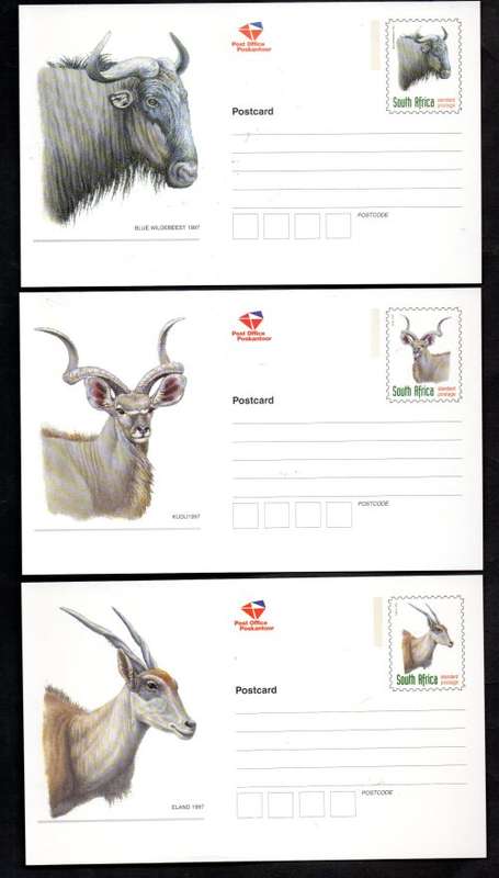RSA 1997 (X2) SETS OF (X5) `BUCK HEADS` POSTCARDS UNUSED. AS PER SCANS. LOVELY LOT.
