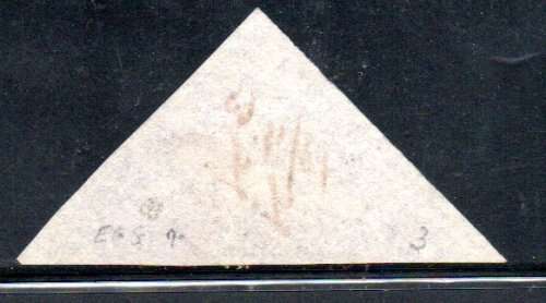 COGH 1863-4 6d TRIANGLE FISCALLY USED. AS PER SCANS. GOOD MARGINS. NICE ITEM.