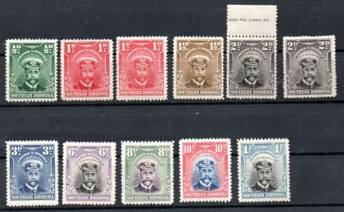 SOUTHERN RHODESIA 1924-9 KGV DEF ISSUE MM SHORT SELECTION. AS PER SCANS. GOOD VALUE.