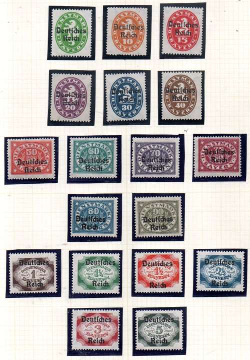 GERMANY 1920 MINT STAMPS OF BAVARIA OVPT `DEUTSCHES REICH`. AS PER SCANS. GREAT ITEMS.