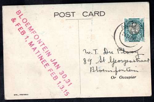 UNION 1941 PAGEL`S CIRCUS USED POSTCARD. AS PER SCANS. LOVELY ITEM.
