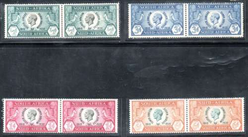 UNION 1935 KGV SILVER JUBILEE M/M SET OF HORIZONTAL PAIRS. CC64-7. AS PER SCANS. CV R950.