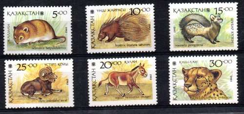 KAZAKHSTAN 1993 MAMMALS UMM SET OF (X6) SINGLES. SG29/34. AS PER SCANS. LOVELY SET.