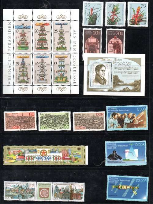 EAST GERMANY (DDR) CLEARANCE OF UMM SINGLES, MINI SHEETS ETC. AS PER (X5) SCANS. NICE LOT.