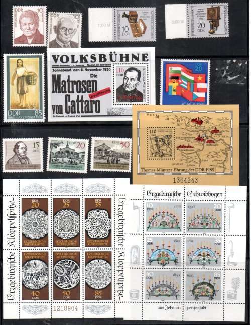 EAST GERMANY (DDR) CLEARANCE OF UMM SINGLES, MINI SHEETS ETC. AS PER (X5) SCANS. NICE LOT.