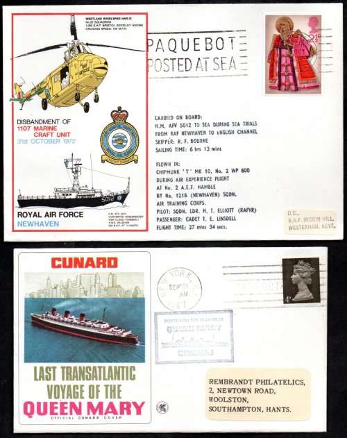 WORLD SELECTION OF (X9) PAQUEBOT `POSTED AT SEA` COVERS. AS PER SCANS. NICE LOT.