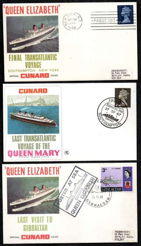 WORLD SELECTION OF (X9) PAQUEBOT `POSTED AT SEA` COVERS. AS PER SCANS. NICE LOT.