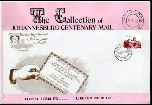 RSA 1986 JHB CENTENARY PARTICIPATION LTD EDITION COVER IN FOLDER. AS PER SCANS.
