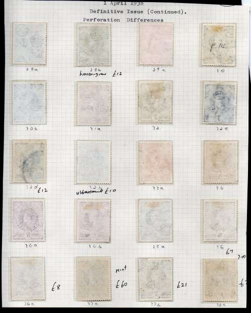SWAZILAND KGVI USED SELECTION ON PAGE inc BETTER PERFS, ALSO 5s MINT (CV GBP 60). TOTAL CAT GBP 180