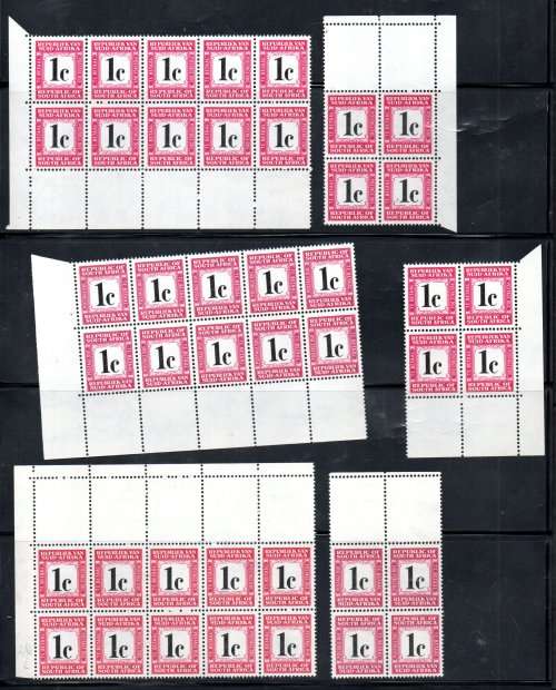 RSA POSTAGE DUE CLEARANCE LOT OF UMM BLOCKS, STRIPS ETC. ODD VARIETY POSSIBLE. AS PER (X6) SCANS.