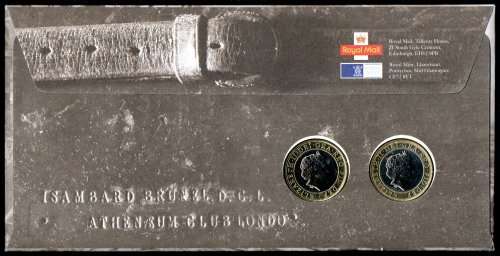 GB 2006 I.K BRUNEL - ENGINEER COMMEM NUMISMATIC/COIN COVER (TWO COINS). AS PER SCANS. LOVELY ITEM.