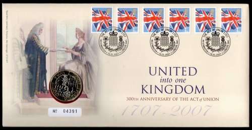 GB 2007 300TH ANNI OF ACT OF UNION NUMISMATIC/COIN COVER. AS PER SCANS. LOVELY ITEM.