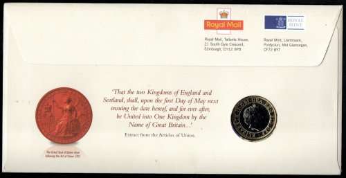 GB 2007 300TH ANNI OF ACT OF UNION NUMISMATIC/COIN COVER. AS PER SCANS. LOVELY ITEM.