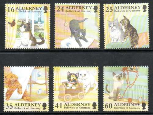 ALDERNEY (GUERNSEY) 1996 CATS UMM SET OF (X6) SINGLES. SGA89/94. AS PER SCANS. LOVELY SET.