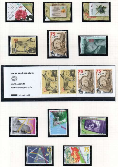 NETHERLANDS 1988 SELECTION OF UMM SINGLES, BOOKLET, SHEETLET ETC. AS PER (X8) SCANS. GOOD CV ETC.
