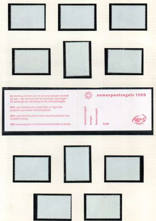 NETHERLANDS 1988 SELECTION OF UMM SINGLES, BOOKLET, SHEETLET ETC. AS PER (X8) SCANS. GOOD CV ETC.