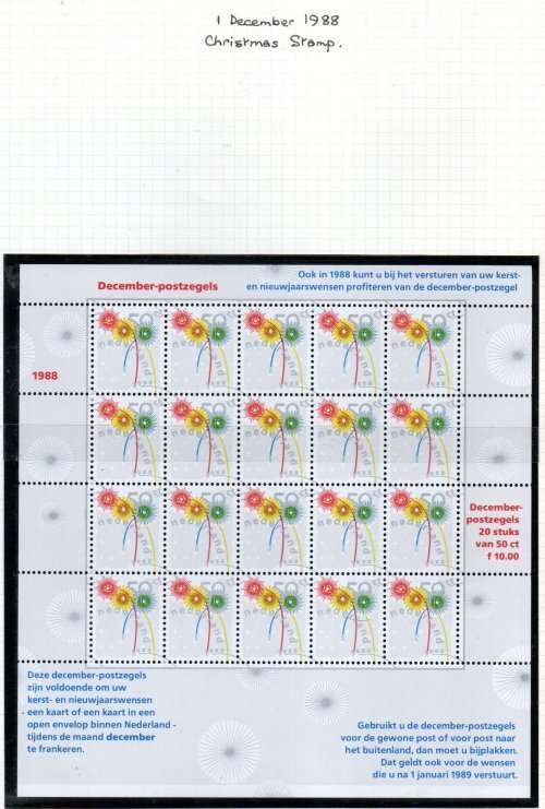 NETHERLANDS 1988 SELECTION OF UMM SINGLES, BOOKLET, SHEETLET ETC. AS PER (X8) SCANS. GOOD CV ETC.
