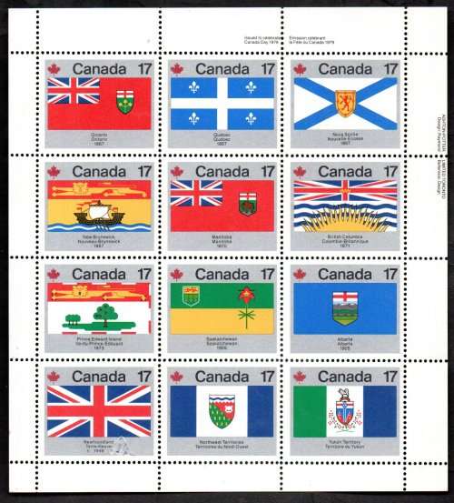 CANADA 1979 CANADA DAY FLAGS SETENANT SHEET OF (X12) UMM. SG944a-l. AS PER SCANS. NICE ITEM.