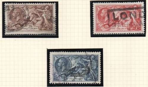 GB 1934 RE-ENGRAVED SEAHORSE USED SET OF (X3). SG430/2. CV GBP 190. AS PER SCANS.