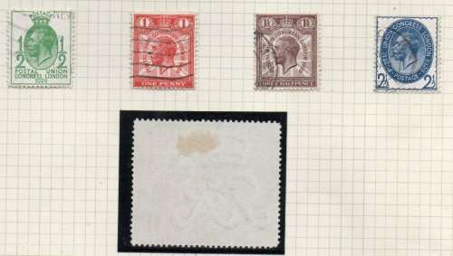 GB 1929 UPU KGV USED SET OF (X4) (UP TO 2 1/2d) MOUNTED ON PAGE + 1 POUND! CV GBP 560+! AS PER SCANS