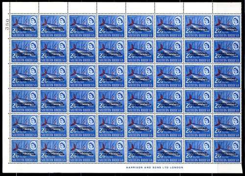 RHODESIA 1966 INDEPENDENCE OVPT SELECTION OF UMM BLKS, PART SHEETS ETC. AS PER SCANS. GOOD VALUE.