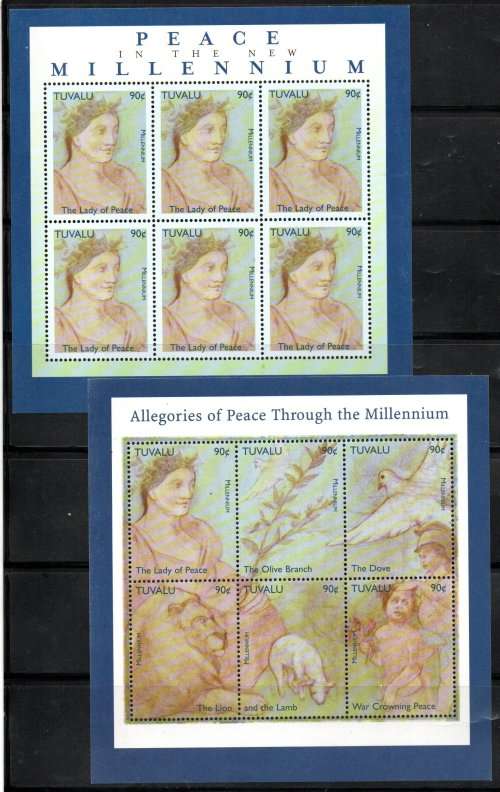 TUVALU 1999 NEW MILLENNIUM SETENANT SHEETLET SG864/9 + M-SHEET SGMS871. CV GBP 11.5