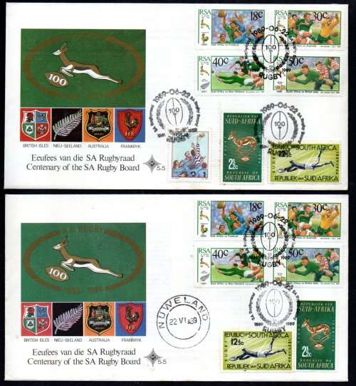 RSA 1989 CENT OF SA RUGBY BOARD (X9) FDCs. (X1) SIGNED. AS PER SCANS. READ!