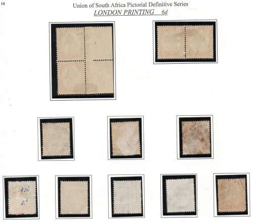 UNION 1926 6d LONDON PICTORIAL PAIRS (MM) + USED SINGLES. AS PER SCANS.