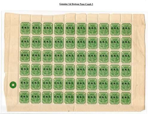 TRANSVAAL/ZAR ERI 1/2d OVERPRINT MINT BOTTOM PANE OF (X60). SOME SPLITTING. GREAT ITEM.