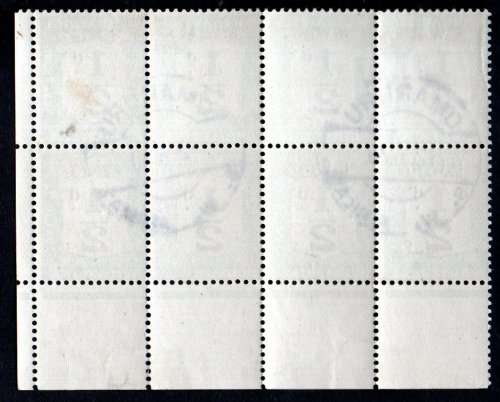 SWA 1928-29 POSTAGE DUE STAMPS OF SA OVPT 1/2d CNR BLK OF (X4) USED. CC39. AS PER SCANS. CV R400.