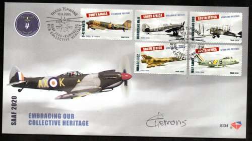 RSA 2020 SA AIR FORCE FDC 8.134 SIGNED BY STAMP DESIGNER  THEA CLEMONS. AS PER SCANS. GREAT ITEM.